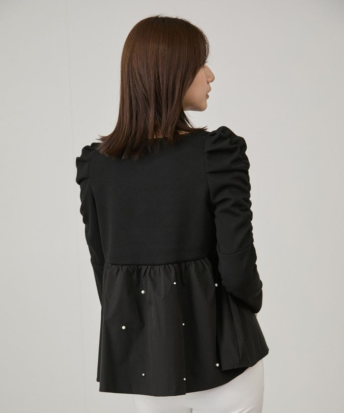 ジャイロ JAYRO パール使いペプラムプルオーバー   (クロ) クロ