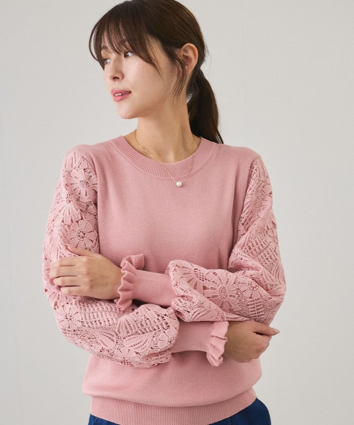 ジャイロ JAYRO フラワーレース袖ニットプルオーバー N12ー192