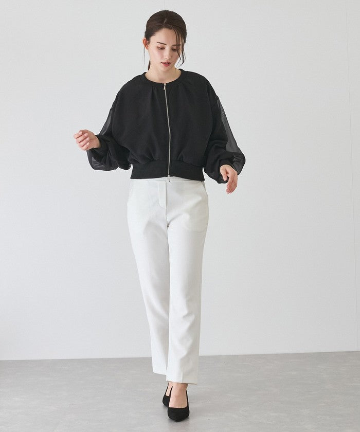 ジャイロ JAYRO オーガンジーレイヤードダブルジップショートブルゾン (ホワイト2) ホワイト2