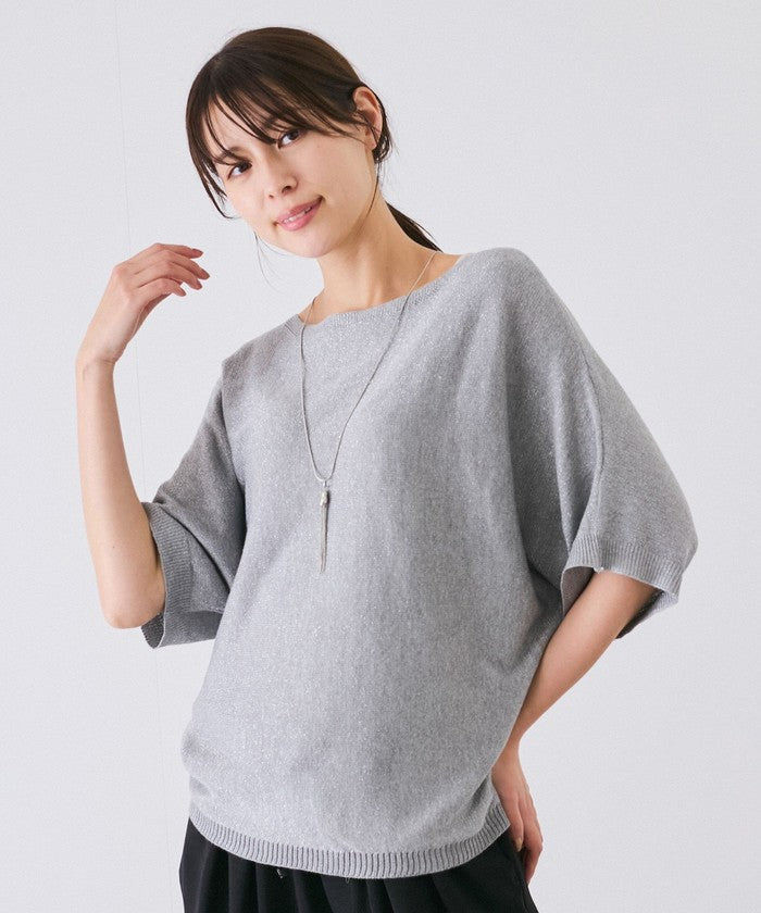 ジャイロ JAYRO ドルマン5分袖ラメニット N12ー266A (グレー) グレー