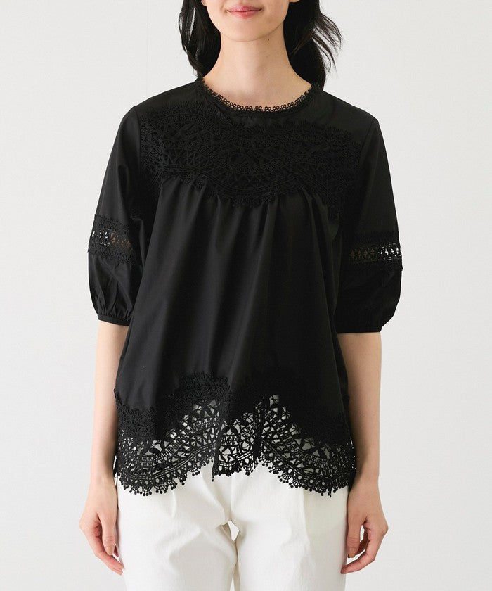 ジャイロ JAYRO レース切り替えブラウス (ブラック) ブラック