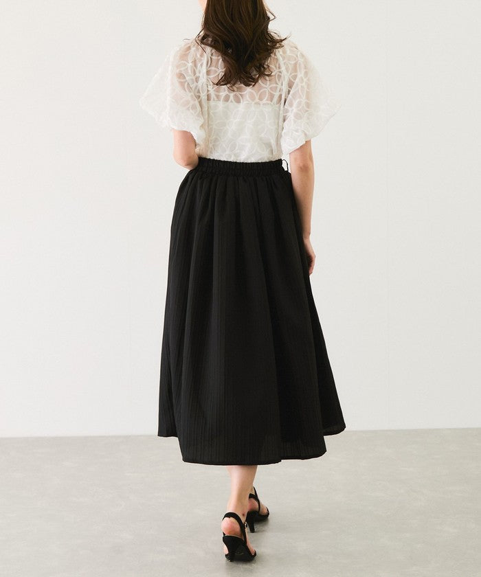 ジャイロ JAYRO 楊柳ストライプベルト付きスカート (ブラック) ブラック