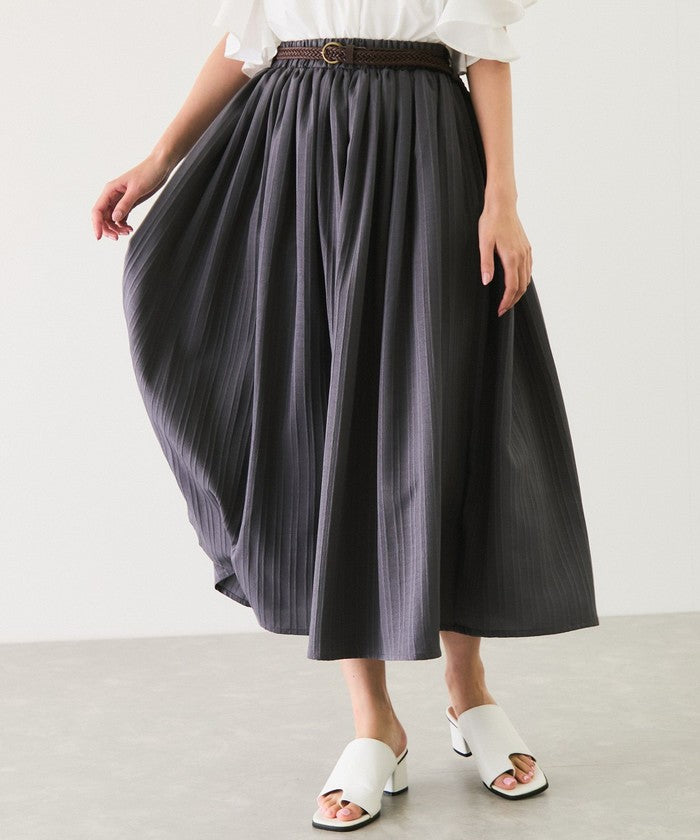 ジャイロ JAYRO 楊柳ストライプベルト付きスカート (ブラック) ブラック