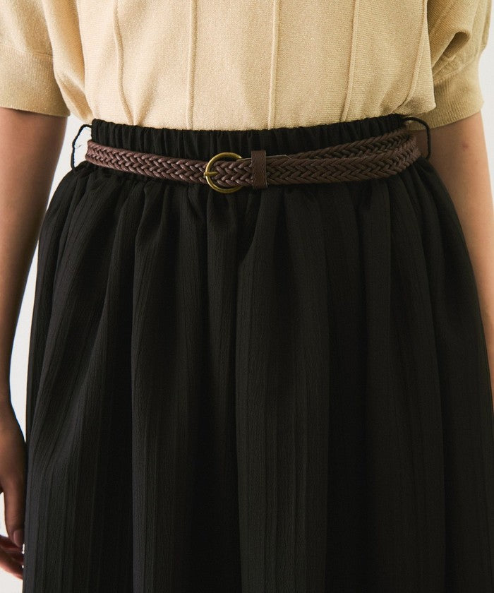 ジャイロ JAYRO 楊柳ストライプベルト付きスカート (ブラック) ブラック