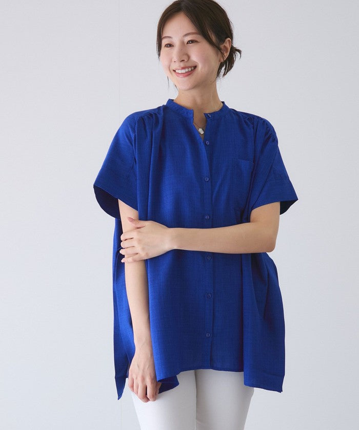 ジャイロ JAYRO リネンライクシャツ (ブルー) ブルー