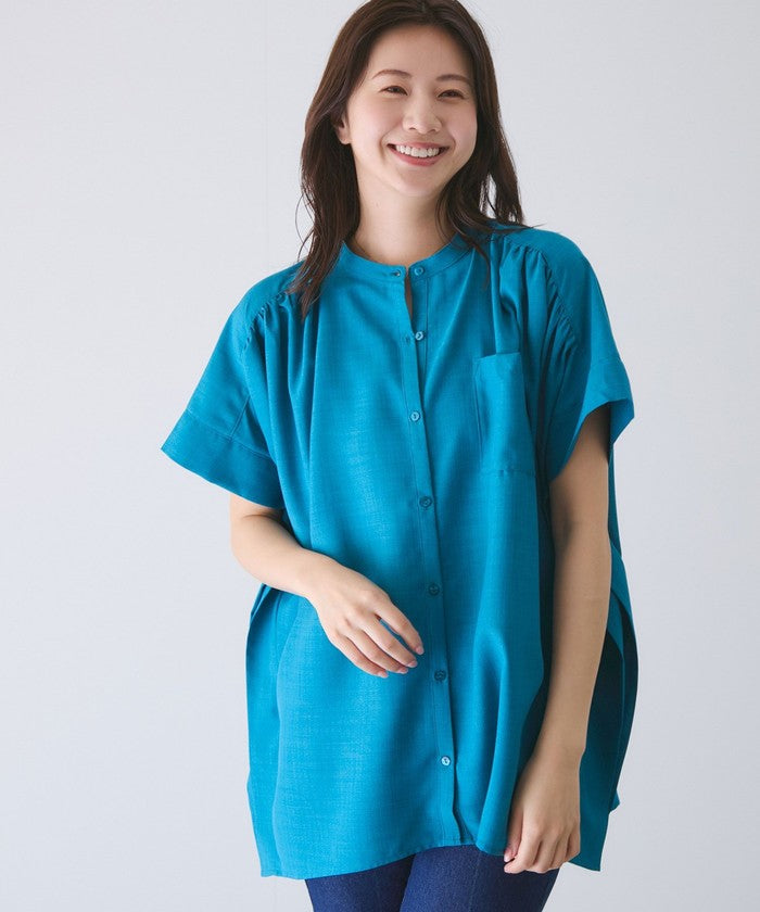 ジャイロ JAYRO リネンライクシャツ (ブルー2) ブルー2