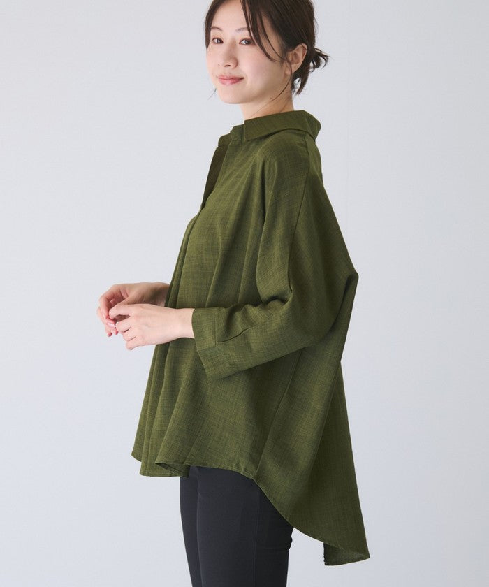 ジャイロ JAYRO 麻ライクスキッパーブラウス (ブルー) ブルー