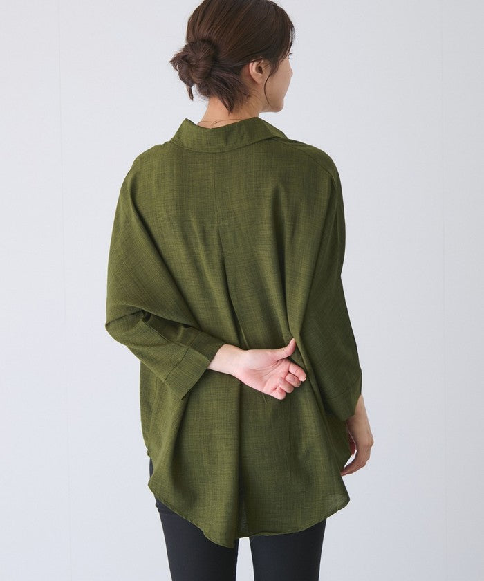 ジャイロ JAYRO 麻ライクスキッパーブラウス (ブルー) ブルー