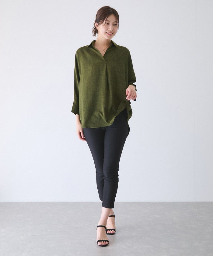 ジャイロ JAYRO 麻ライクスキッパーブラウス (ブルー) ブルー