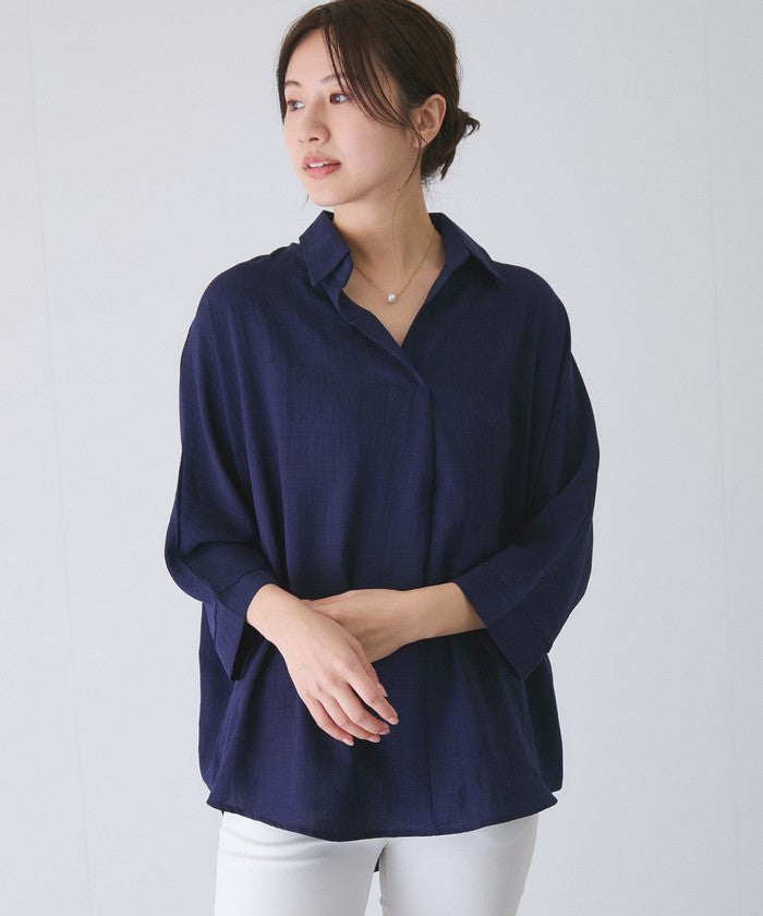 ジャイロ JAYRO 麻ライクスキッパーブラウス (ブルー) ブルー