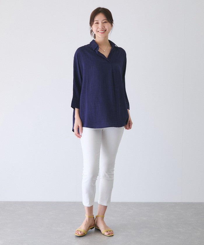 ジャイロ JAYRO 麻ライクスキッパーブラウス (ブルー) ブルー