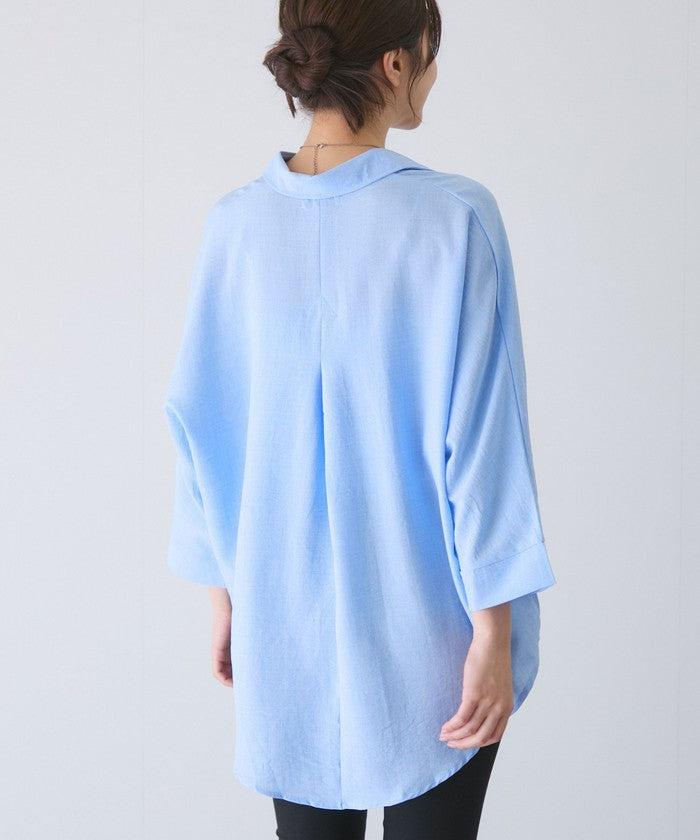 ジャイロ JAYRO 麻ライクスキッパーブラウス (ブルー) ブルー