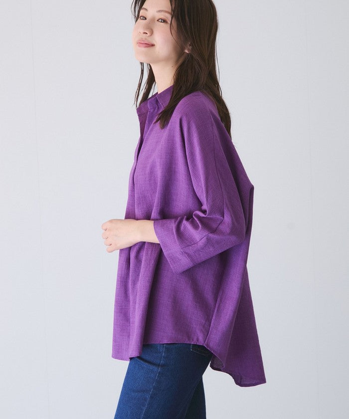 ジャイロ JAYRO 麻ライクスキッパーブラウス (ブルー) ブルー