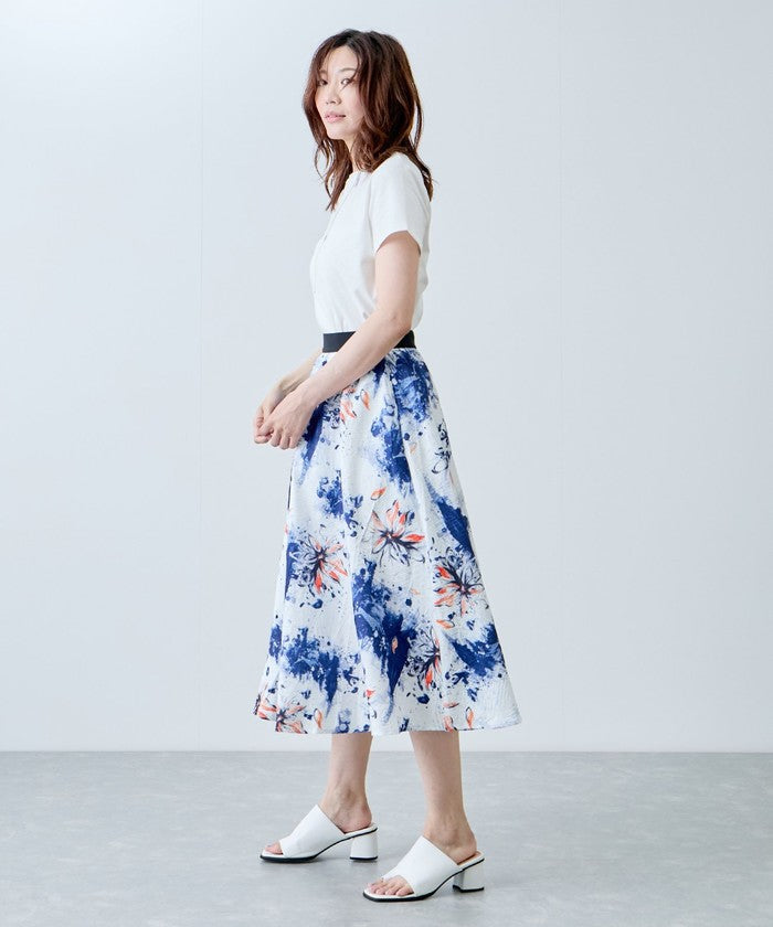 ジャイロ JAYRO フラワーペイント柄スカート N43ー023A (ブラック) ブラック