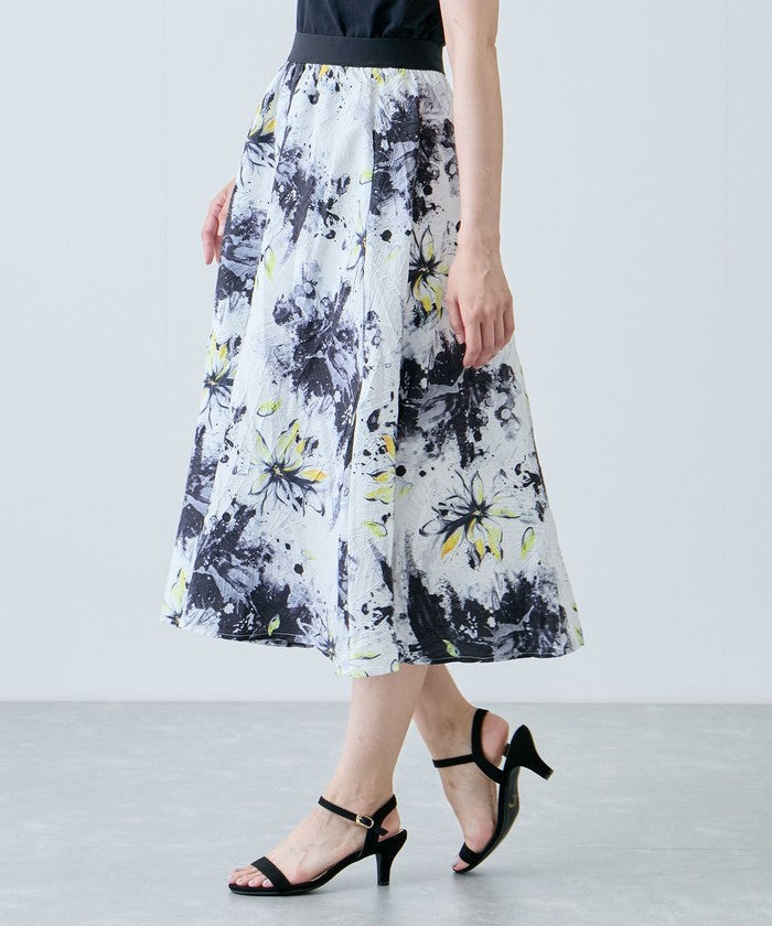 ジャイロ JAYRO フラワーペイント柄スカート N43ー023A (ブラック) ブラック