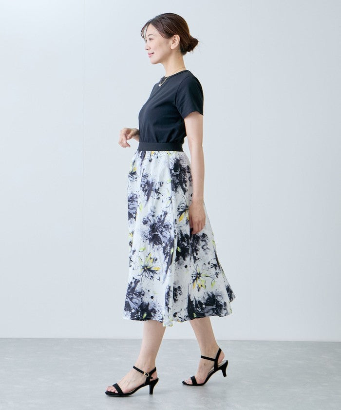 ジャイロ JAYRO フラワーペイント柄スカート N43ー023A (ブラック) ブラック