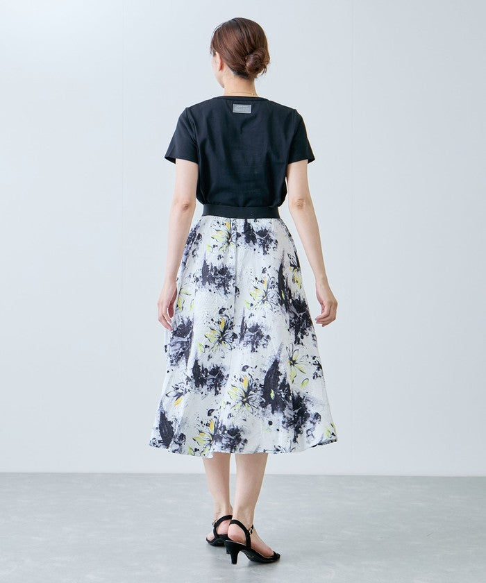 ジャイロ JAYRO フラワーペイント柄スカート N43ー023A (ブラック) ブラック