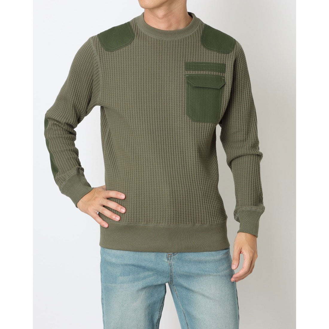 ジェーイーモーガン JEMORGAN JEMORGAN/ビッグワッフルコンバットクルー (オリーブ) オリーブ