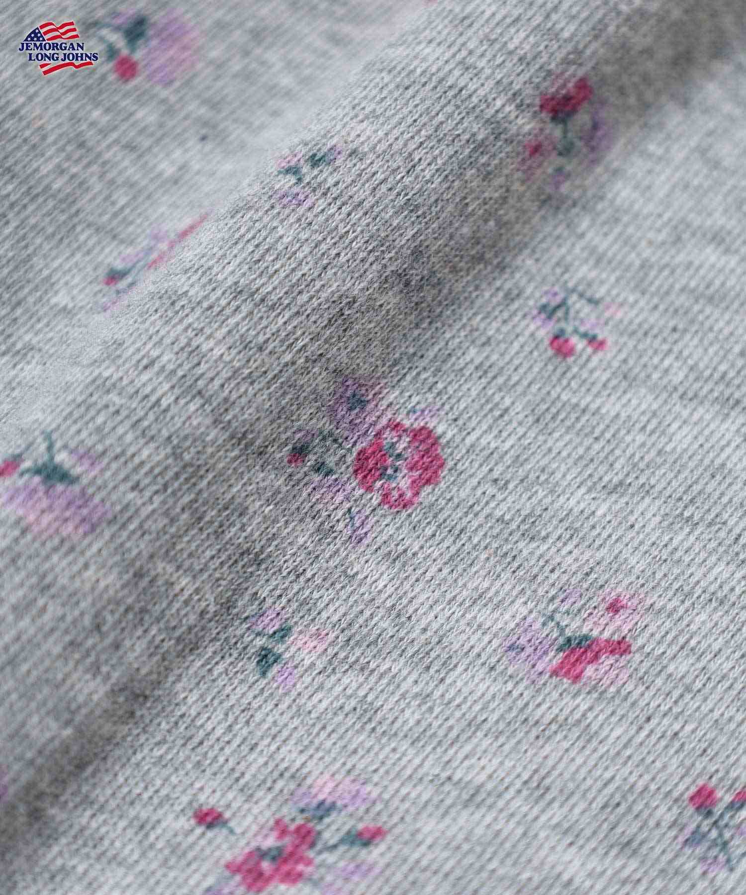 ジェーイーモーガン JEMORGAN JEMORGAN/ガーゼ裏毛花柄Wジップパーカー/フーディ (杢グレー×ブルー) 杢グレー×ブルー