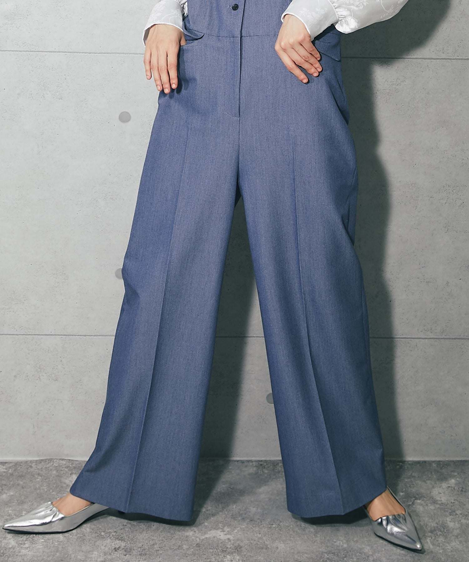 スマイルオーキッド SMILE ORCHID ノースリーブVネックオールインワンパンツつなぎ (ブルー) ブルー