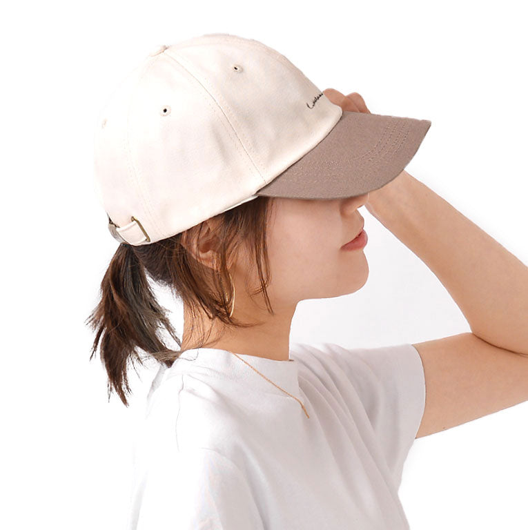 エクレボ exrevo キャップ レディース 深め uv 帽子 無地 おしゃれ uvカット メンズ キッズ 夏 シンプル コットン ベースボールキャップ 日よけ (エクリュ×グレージュ) エクリュ×グレージュ