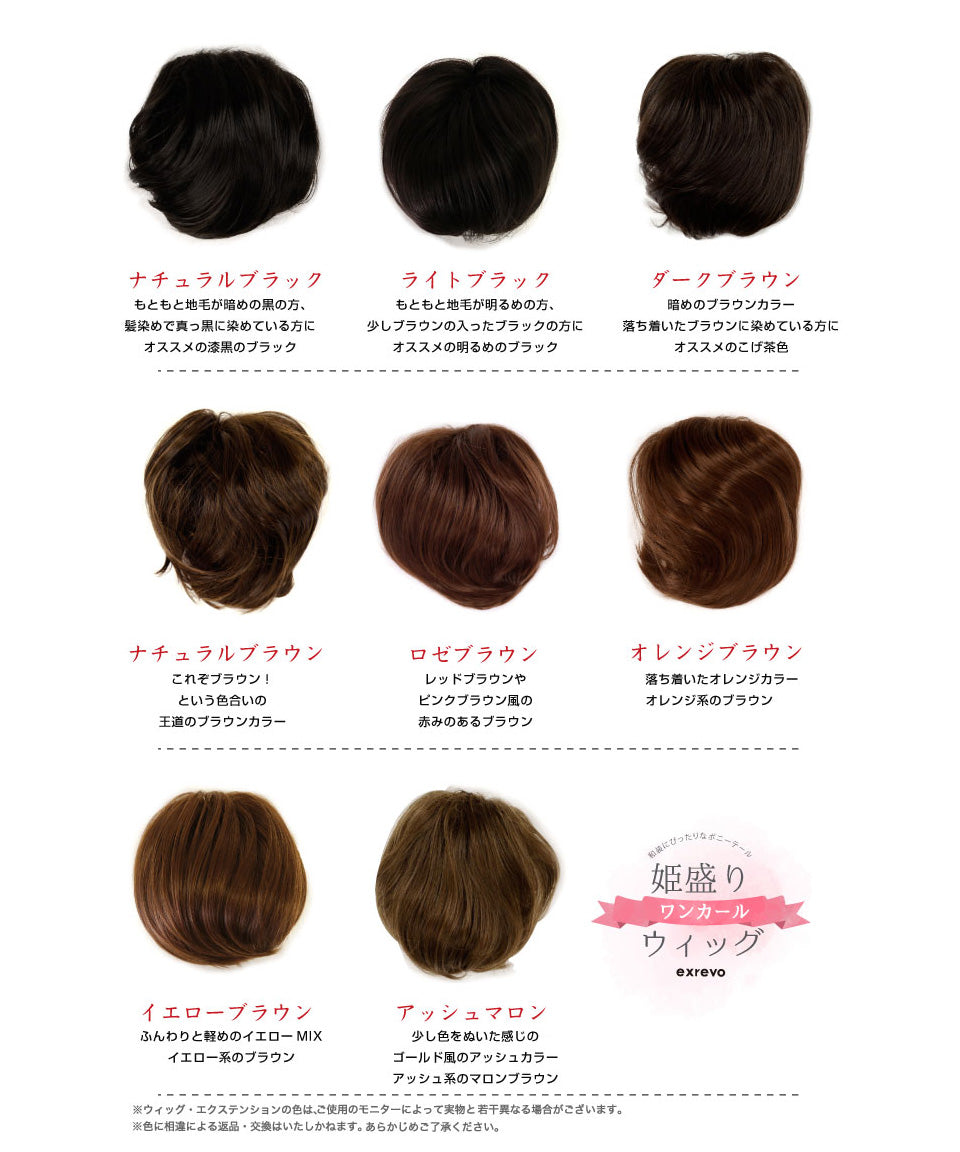 エクレボ exrevo 【ウィッグ ポニーテール】地毛にかぶせるだけ簡単取り付け「姫盛 ウィッグ」卒業式 成人式 メガ盛り パーティー お団子 結婚式 ウィック ウイ