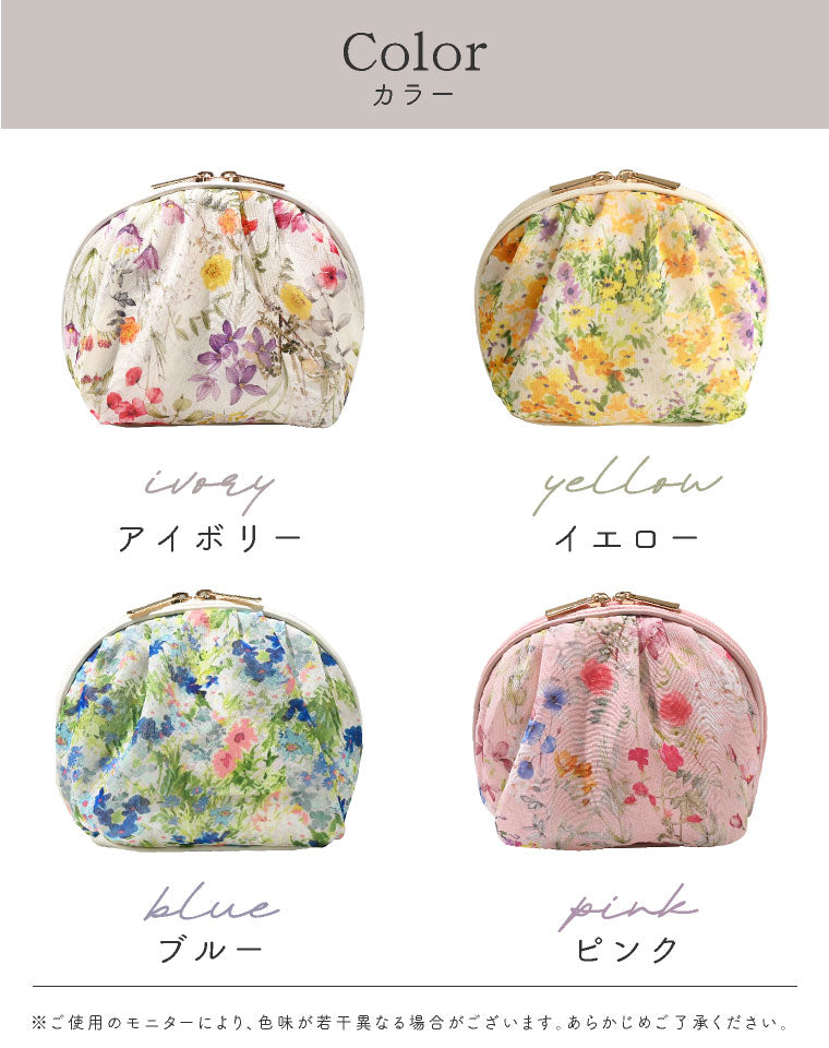 "Ecrevo exrevo pouch large chiffon cute gusset self-standing floral pattern spring summer large capacity functional napkin cosmetic pouch adult cute partition"