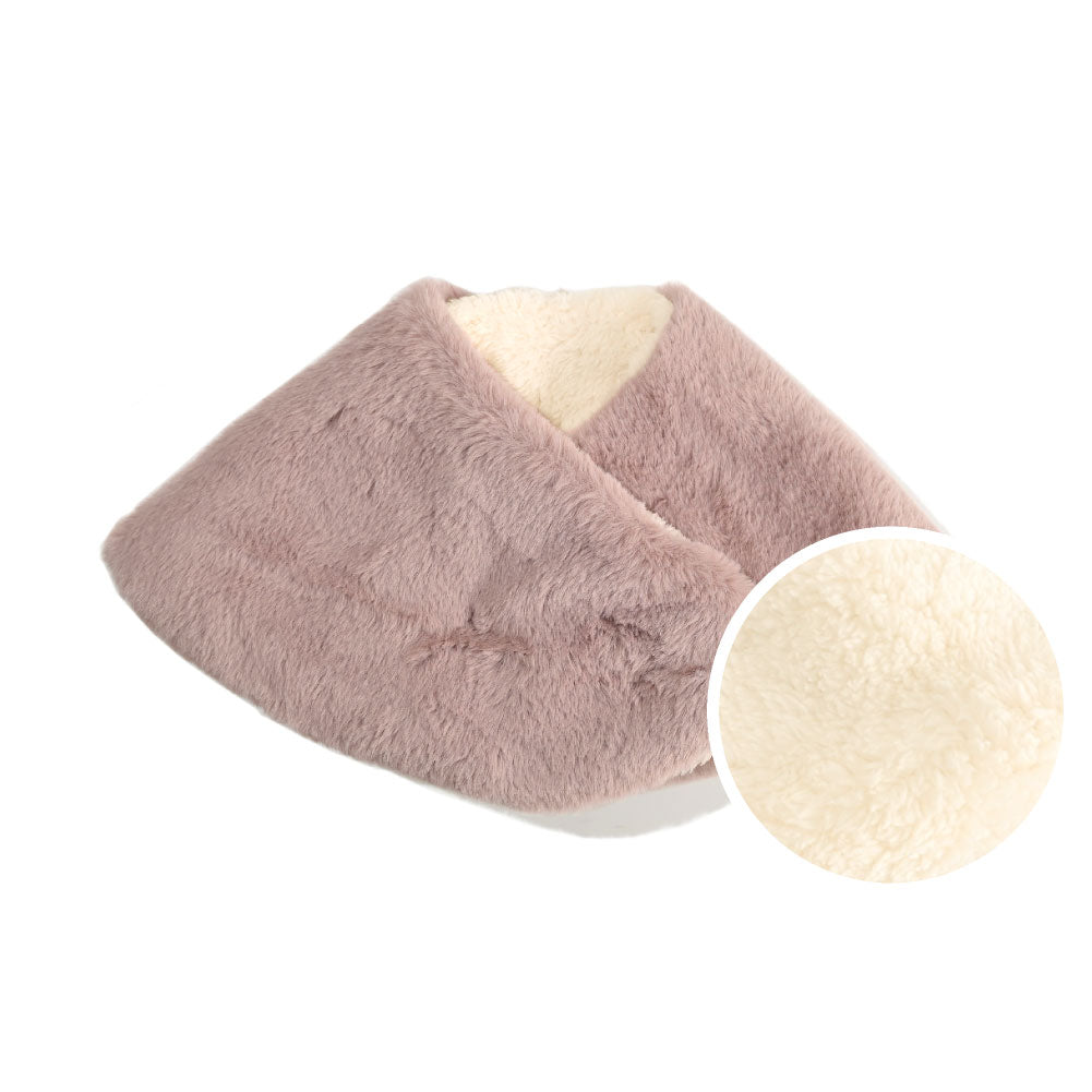 エクレボ exrevo おやすみマフラー リバーシブル マフラー ティペット 温活 グッズ ファー 保湿 スヌード レディース キッズ 冷え取り ボア フェイクファー 秋冬,【ファー】スモーキーピンク