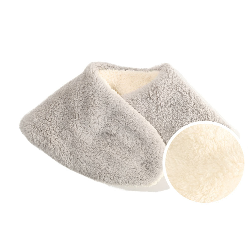 エクレボ exrevo おやすみマフラー リバーシブル マフラー ティペット 温活 グッズ ファー 保湿 スヌード レディース キッズ 冷え取り ボア フェイクファー 秋冬 (【シープタッチ】ライトグレー) 【シープタッチ】ライトグレー