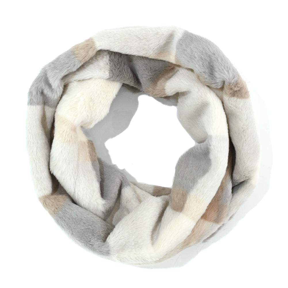 エクレボ exrevo スヌード ファー チェック レディース ロング 冬 ボリューム エコファー スヌード ボア フェイクファー ふわふわ フリース メンズ ネックウォーマー 防寒 暖かい 通勤 通学 ストール (グレーブルー) グレーブルー