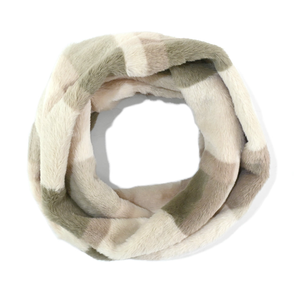 エクレボ exrevo スヌード ファー チェック レディース ロング 冬 ボリューム エコファー スヌード ボア フェイクファー ふわふわ フリース メンズ ネックウォーマー 防寒 暖かい 通勤 通学 ストール (モカグリーン) モカグリーン