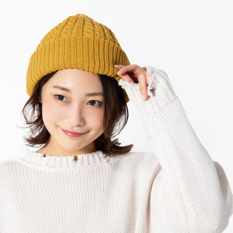 エクレボ exrevo ニット帽 レディース 「 ふわもち触感 ケーブル編み ニットキャップ 」 大きい 大きめ メンズ 大きいサイズ キッズ とんがり ニット帽 スキー スノボ 帽子 (マスタード) マスタード