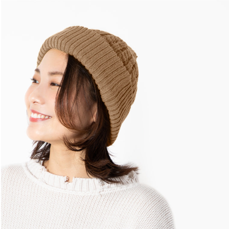 エクレボ exrevo ニット帽 レディース 「 ふわもち触感 ケーブル編み ニットキャップ 」 大きい 大きめ メンズ 大きいサイズ キッズ とんがり ニット帽 スキー スノボ 帽子 (ダークベージュ) ダークベージュ