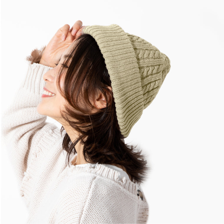 エクレボ exrevo ニット帽 レディース 「 ふわもち触感 ケーブル編み ニットキャップ 」 大きい 大きめ メンズ 大きいサイズ キッズ とんがり ニット帽 スキー スノボ 帽子 (ベージュ) ベージュ