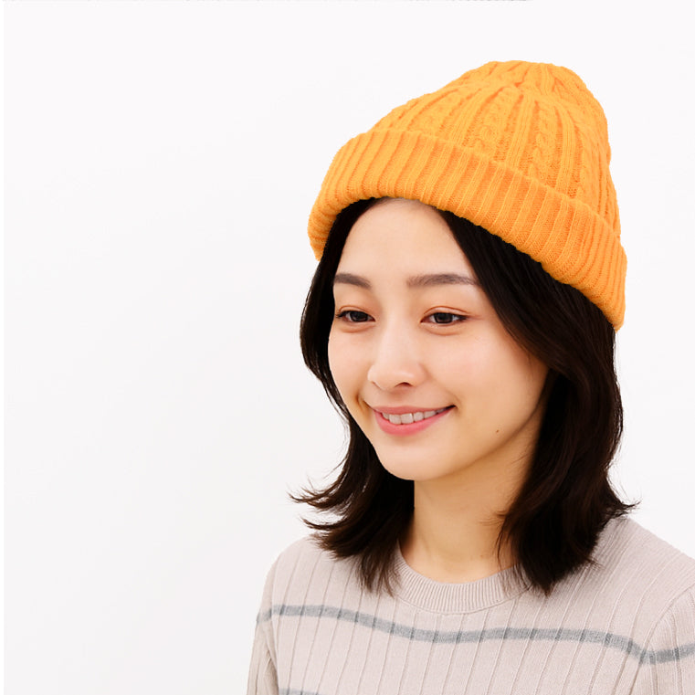 エクレボ exrevo ニット帽 レディース 「 ふわもち触感 ケーブル編み ニットキャップ 」 大きい 大きめ メンズ 大きいサイズ キッズ とんがり ニット帽 スキー スノボ 帽子 (イエロー) イエロー