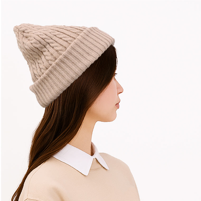 エクレボ exrevo ニット帽 レディース 「 ふわもち触感 ケーブル編み ニットキャップ 」 大きい 大きめ メンズ 大きいサイズ キッズ とんがり ニット帽 スキー スノボ 帽子 (グレージュ) グレージュ
