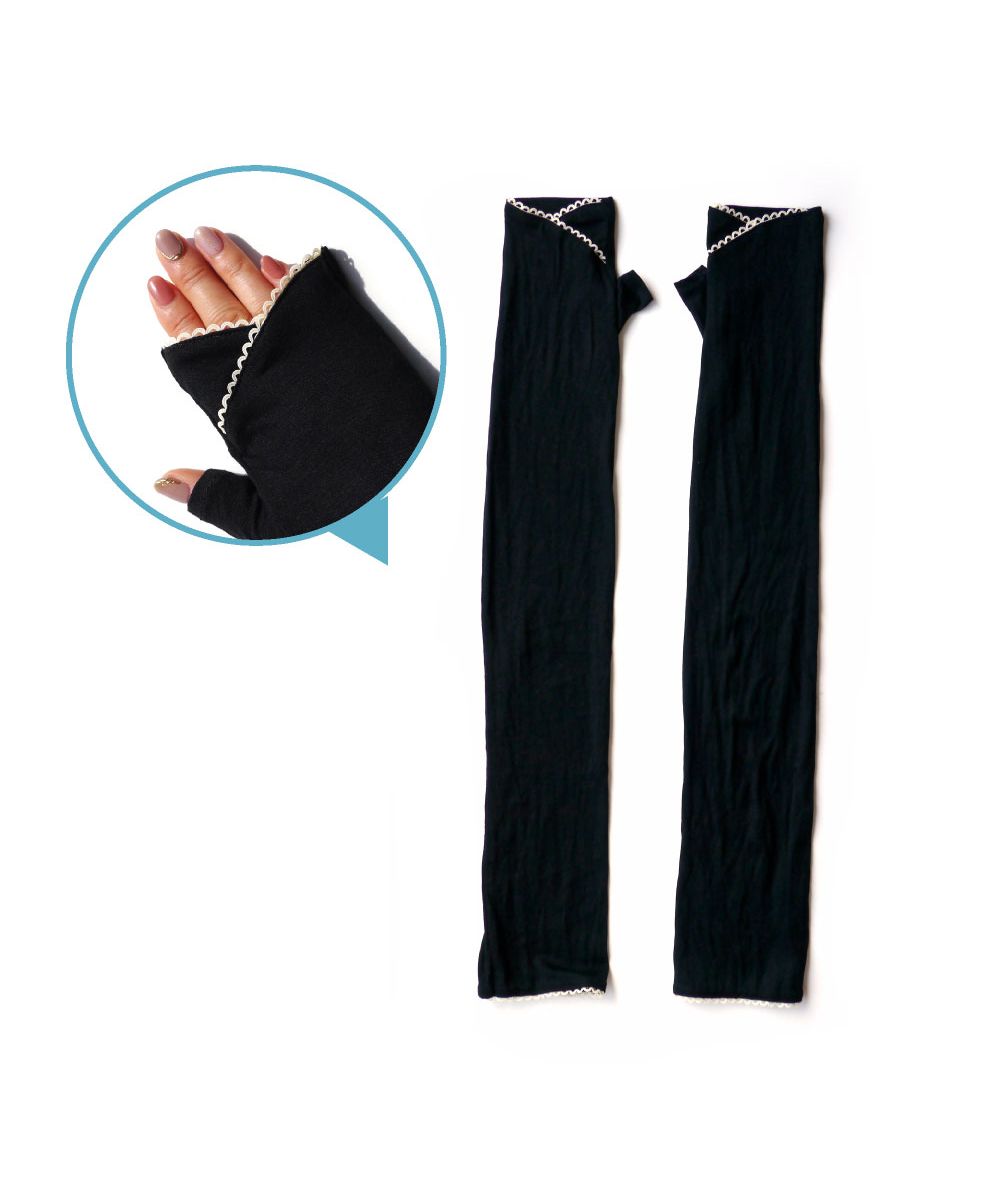 エクレボ exrevo アームカバー uv スポーツ レディース 冷感 おしゃれ 可愛い 作業用 ショルダー 夏用 母の日 日焼け対策 uvカット メッシュ ゆったり ジョギング ブラ (【50cm】レースブラック) 【50cm】レースブラック