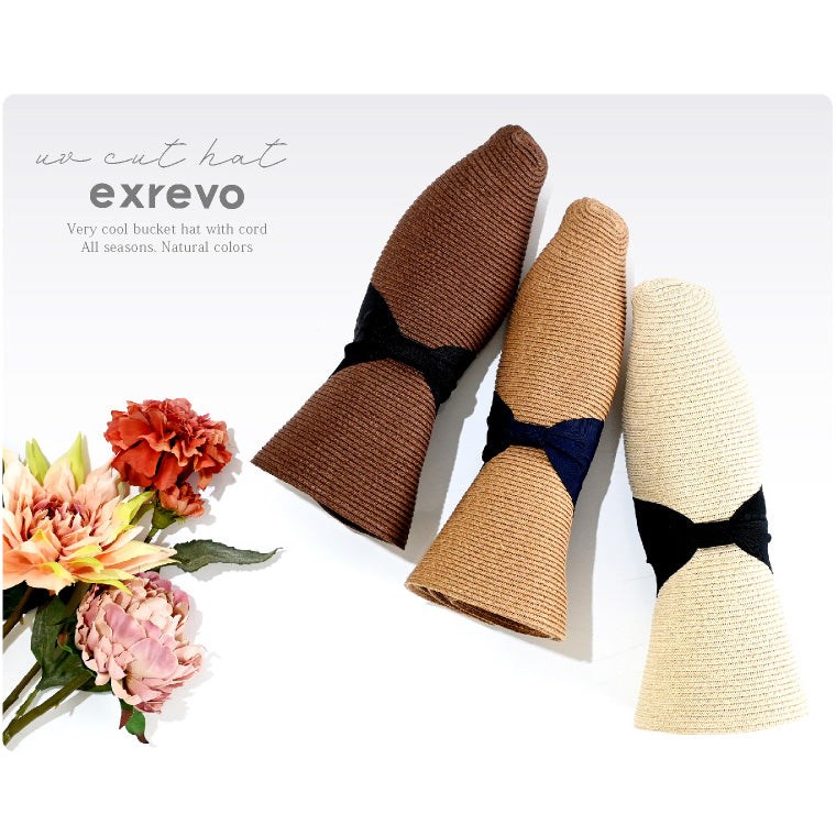 ハット レディース 麦わら帽子 春夏 帽子 リボン つば広 ペーパーハット 日除け UVカット 小顔 かわいい おしゃれ 紫外線対策 遮光 日傘 プレゼント ギフト サイズ調整 畳める ナチュラル シンプル カジュアル ブラウン×ブラック