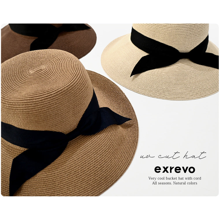 ハット レディース 麦わら帽子 春夏 帽子 リボン つば広 ペーパーハット 日除け UVカット 小顔 かわいい おしゃれ 紫外線対策 遮光 日傘 プレゼント ギフト サイズ調整 畳める ナチュラル シンプル カジュアル ブラウン×ブラック