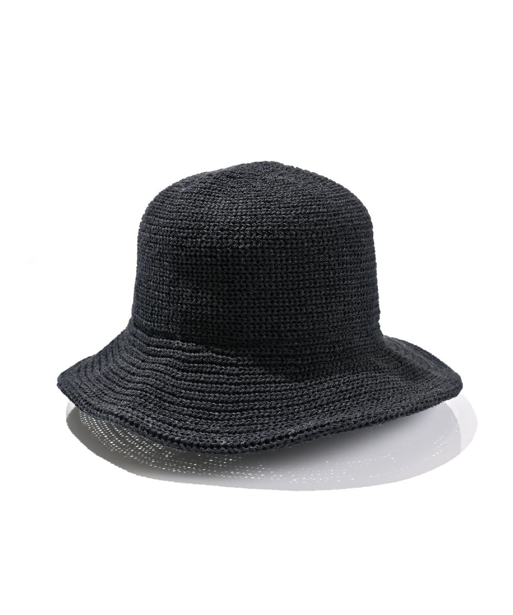 エクレボ exrevo ワイヤー入り ストローハット 麦わら帽子 UV 無地 深め 涼しい クローシュハット ハット バケットハット 大きめ 軽い シンプル レディース 帽子 トレン,ブラック