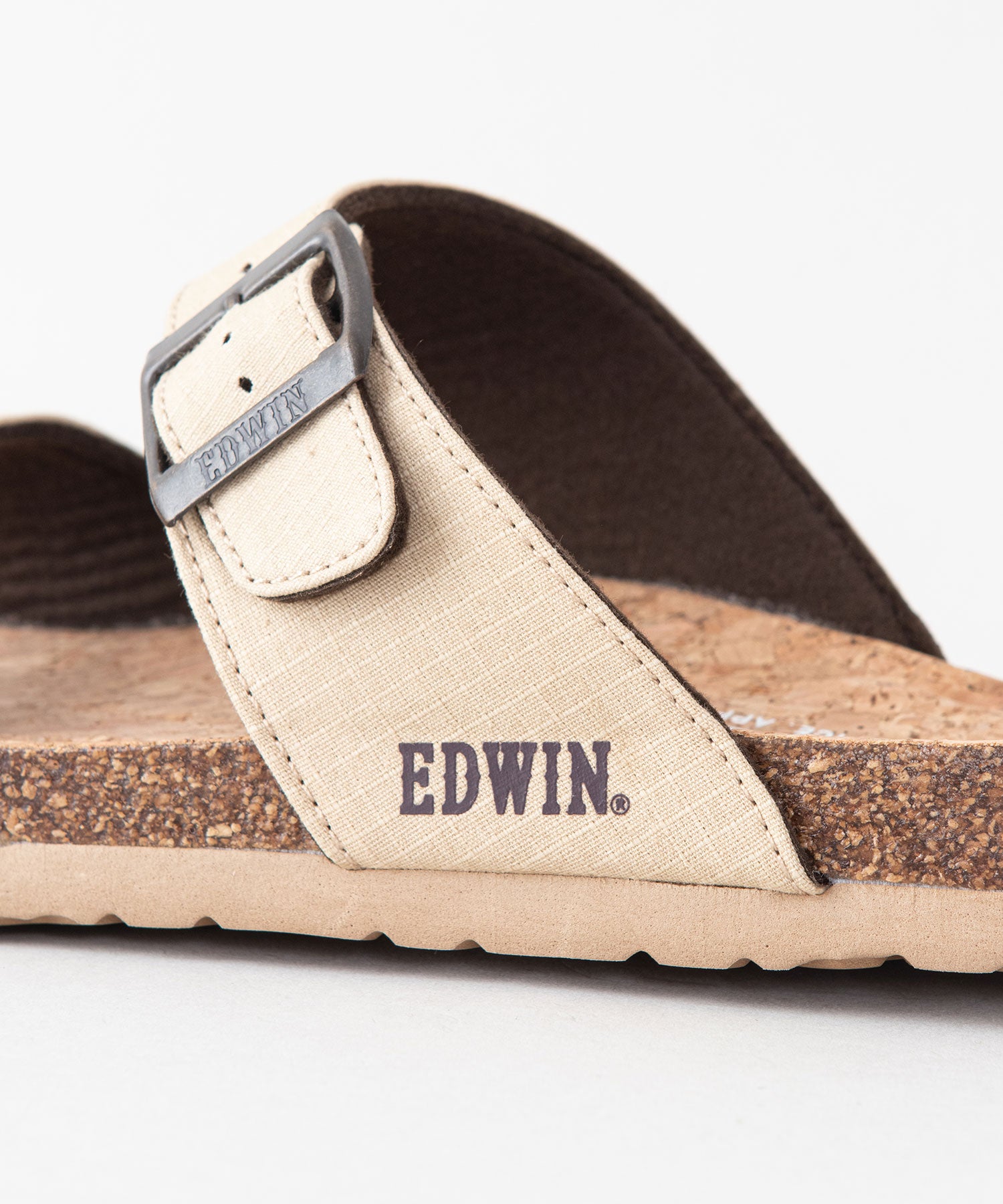 ジーンズメイト JEANS MATE 【EDWIN】リップストップ ダブルベルトサンダル ワンポイントブランドロゴ フットベッド 紳士 事務所履き スリッパ つっかけ (レッド) レッド