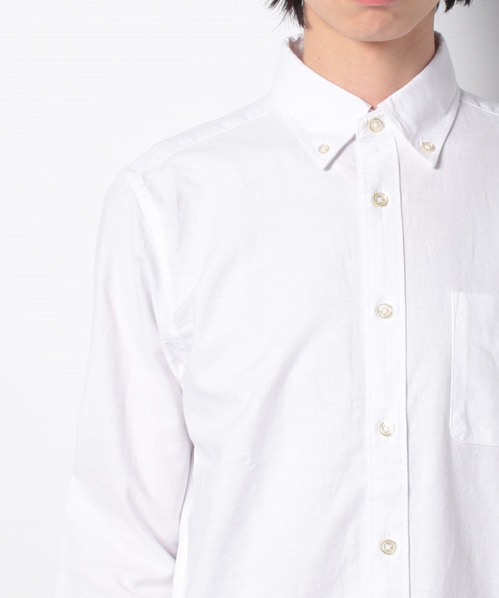ジーンズメイト JEANS MATE 【BLUESTANDARD】楽ケア 綿100% オックス ボタンダウンシャツ レギュラーフィット イージーケア 防シワ (ホワイト) ホワイト
