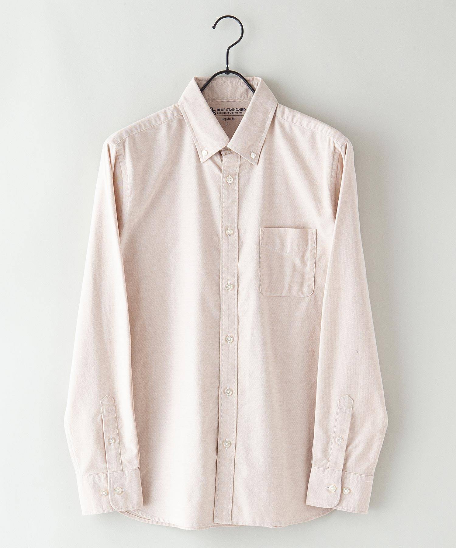 ジーンズメイト JEANS MATE 【BLUESTANDARD】楽ケア 綿100% オックス ボタンダウンシャツ レギュラーフィット イージーケア 防シワ (ホワイト) ホワイト