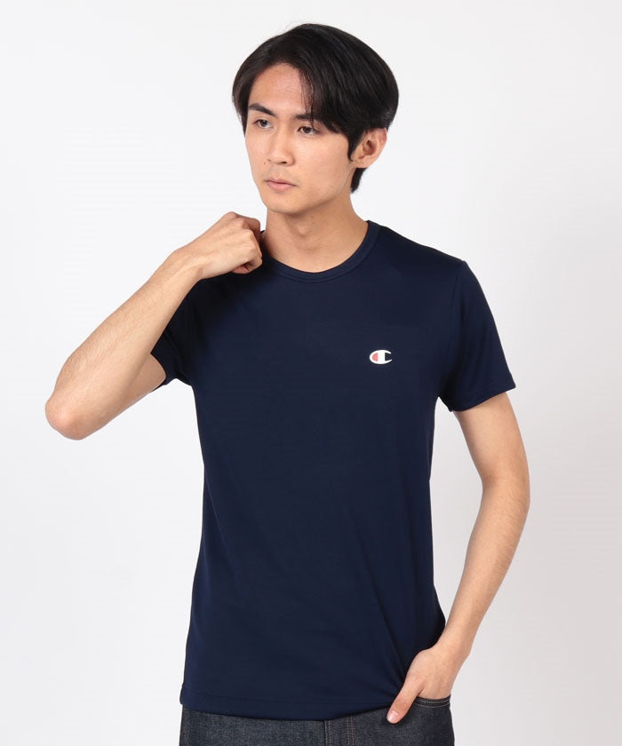 ジーンズメイト JEANS MATE 【CHAMPION】DOUBLE DRY(R) メッシュTシャツ クルーネック (ダークブルー) ダークブルー