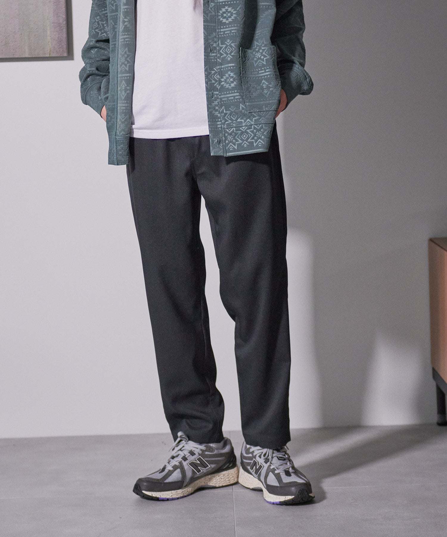 ジーンズメイト JEANS MATE 【BLUESTANDARD】カイテキ リネンタッチ イージー パンツ 九分丈 9分丈 快適 ストレッチ 麻のような風合い (ブルー) ブルー