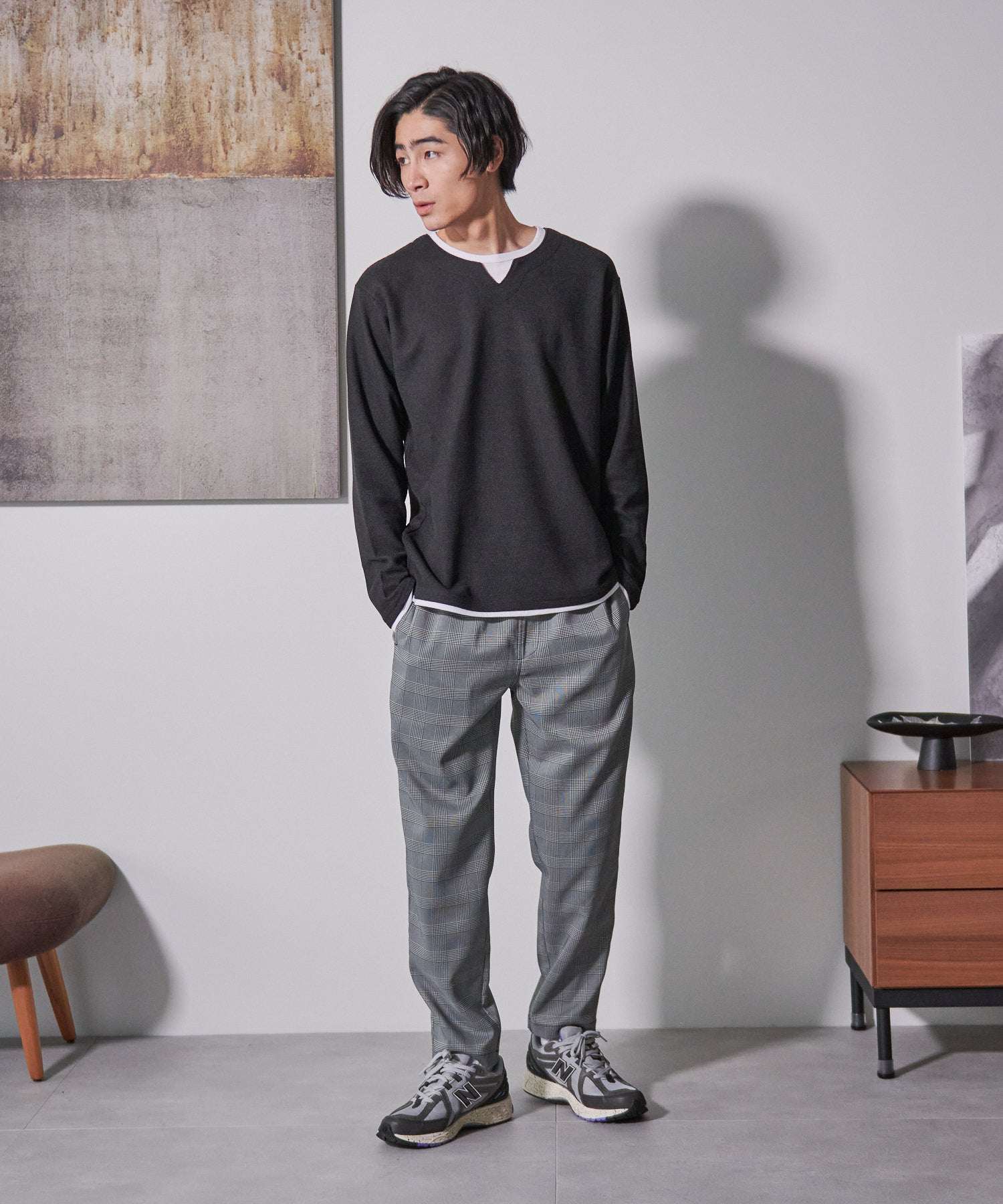 ジーンズメイト JEANS MATE 【BLUESTANDARD】カイテキ リネンタッチ イージー パンツ 九分丈 9分丈 快適 ストレッチ 麻のような風合い (ブルー) ブルー