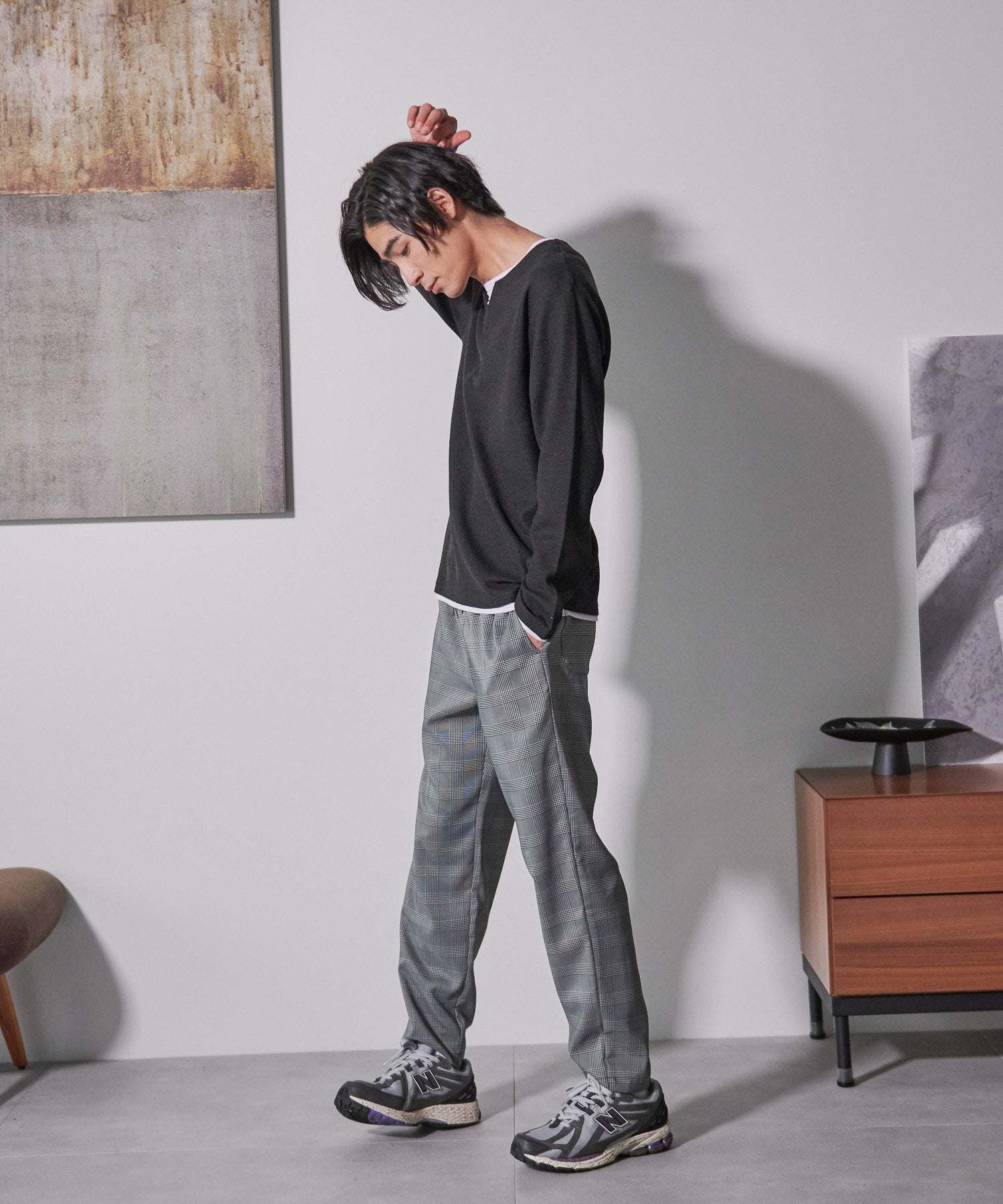 ジーンズメイト JEANS MATE 【BLUESTANDARD】カイテキ リネンタッチ イージー パンツ 九分丈 9分丈 快適 ストレッチ 麻のような風合い (ブルー) ブルー