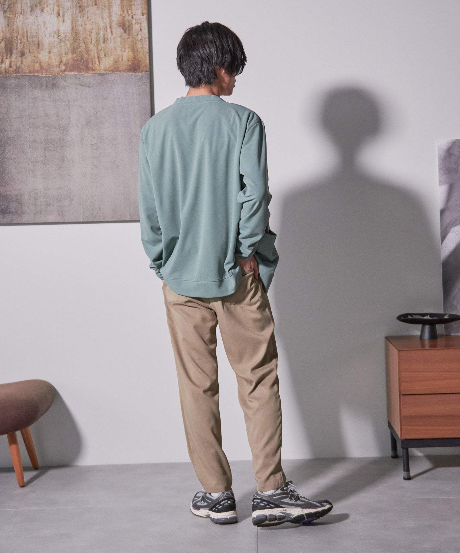 ジーンズメイト JEANS MATE 【BLUESTANDARD】カイテキ リネンタッチ イージー パンツ 九分丈 9分丈 快適 ストレッチ 麻のような風合い (ブルー) ブルー