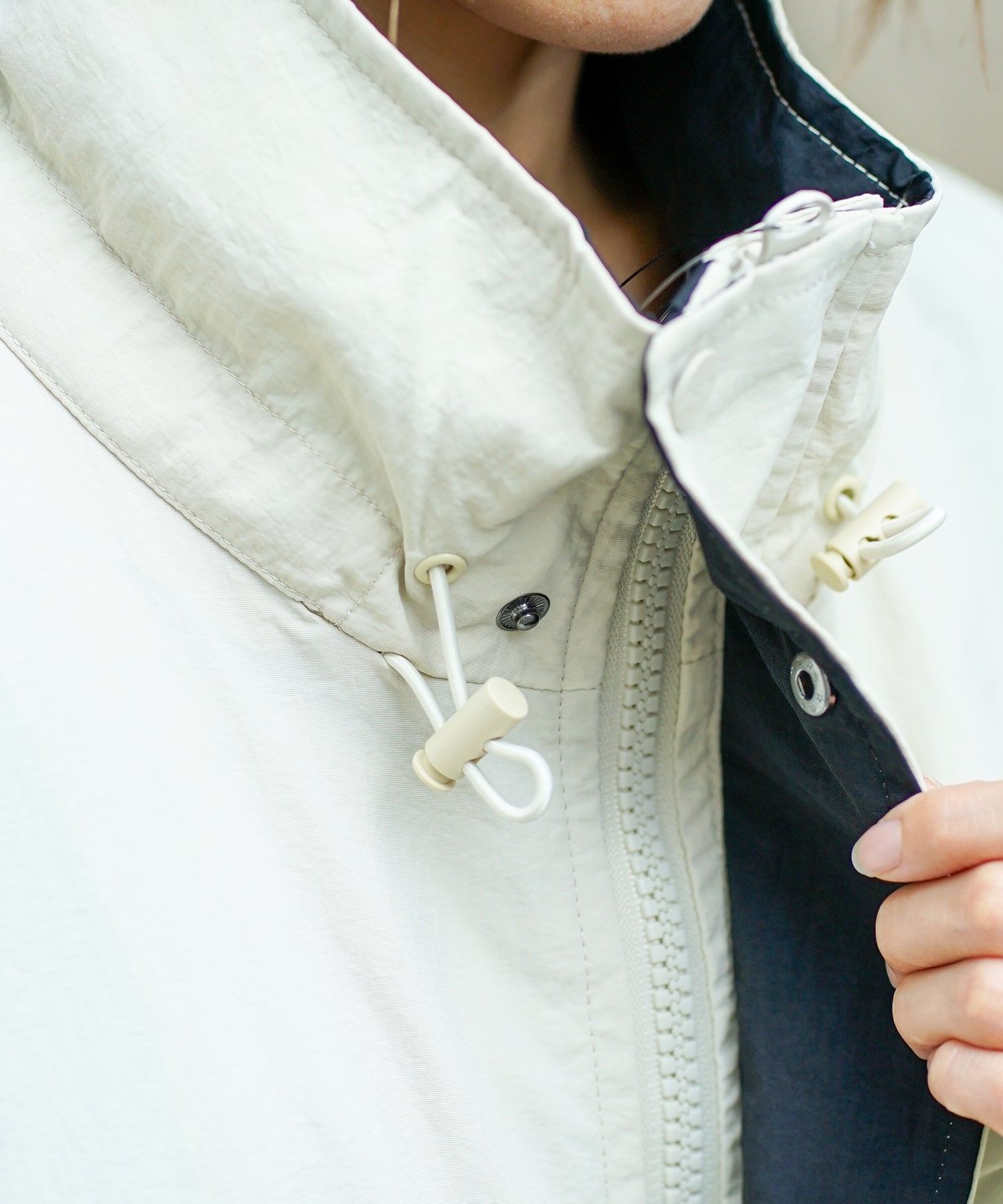 ジーンズメイト JEANS MATE 【VISION】2WAY スケーターズジャケット ロゴ刺繍 ナイロン ジャケット フード収納 (アイボリー) アイボリー