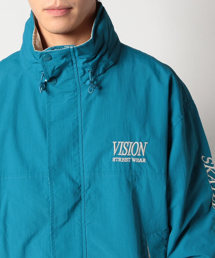 ジーンズメイト JEANS MATE 【VISION】2WAY スケーターズジャケット ロゴ刺繍 ナイロン ジャケット フード収納 (アイボリー) アイボリー